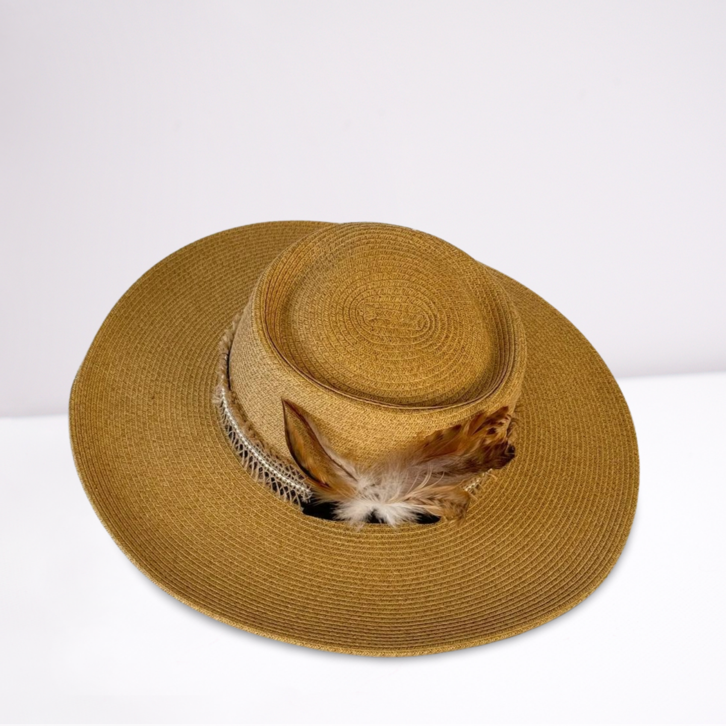 Ribbon Band with Bow Boater Hat